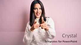  Presentation with pink blue - Beautiful slide deck featuring young-brunette-woman-with-blue backdrop and a lemonade colored foreground