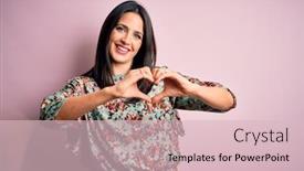  Presentation with blue floral - Presentation design featuring young-brunette-woman-with-blue background and a lemonade colored foreground