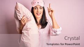  Presentation with blue night - Colorful presentation theme enhanced with young-brunette-woman-with-blue backdrop and a lemonade colored foreground