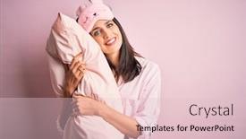  Presentation with blue night - Audience pleasing slide deck consisting of young-brunette-woman-with-blue backdrop and a lemonade colored foreground