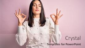  Presentation with blue eyes technology eye scan - PPT theme with young-brunette-woman-with-blue background and a lemonade colored foreground