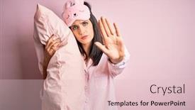  Presentation with blue eyes - Audience pleasing presentation design consisting of young-brunette-woman-with-blue backdrop and a lemonade colored foreground