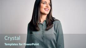  Presentation with blue eyes - Presentation featuring young-brunette-woman-with-blue background and a ocean colored foreground