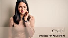  Presentation with blue eyes technology eye scan - Colorful presentation theme enhanced with young-brunette-woman-with-blue backdrop and a soft green colored foreground