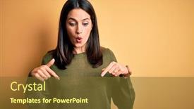  Presentation with blue eyes - Amazing slides having young-brunette-woman-with-blue backdrop and a tawny brown colored foreground