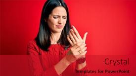  Presentation with inflammation - Theme having young-brunette-woman-with-blue background and a crimson colored foreground