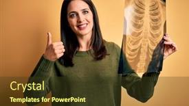  Presentation with lungs - Slides featuring young-brunette-woman-with-blue background and a tawny brown colored foreground