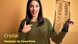  Presentation with lungs - Colorful PPT theme enhanced with young-brunette-woman-with-blue backdrop and a tawny brown colored foreground