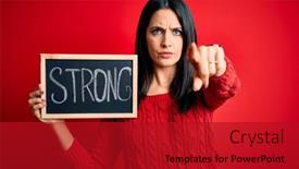  Presentation with blue eyes - Amazing presentation design having young-brunette-woman-with-blue backdrop and a crimson colored foreground