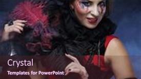  Presentation with party time - Beautiful slide set featuring young-brunette-woman-with-creative backdrop and a tawny brown colored foreground