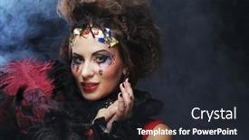  Presentation with party time - Colorful presentation theme enhanced with young-brunette-woman-with-creative backdrop and a wine colored foreground