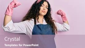  Presentation with curly hair - Presentation design having young-brunette-woman-with-curly background and a mint green colored foreground