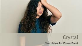  Presentation with curly hair - Presentation design enhanced with young-brunette-woman-with-curly background and a soft green colored foreground