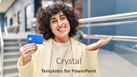  Presentation with curly hair - PPT theme consisting of young-brunette-woman-with-curly background and a lemonade colored foreground