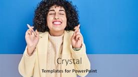  Presentation with curly hair - PPT theme enhanced with young-brunette-woman-with-curly background and a lemonade colored foreground