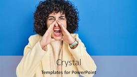  Presentation with curly hair - Slide deck enhanced with young-brunette-woman-with-curly background and a  colored foreground