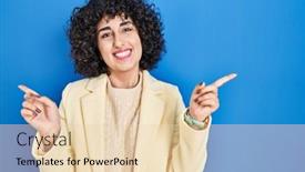  Presentation with curly hair - Presentation design with young-brunette-woman-with-curly background and a lemonade colored foreground