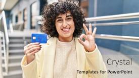  Presentation with curly hair - Theme enhanced with young-brunette-woman-with-curly background and a  colored foreground