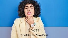  Presentation with sore throat - Presentation theme enhanced with young-brunette-woman-with-curly background and a lemonade colored foreground