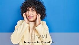  Presentation with blue music - Slides having young-brunette-woman-with-curly background and a lemonade colored foreground