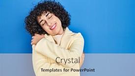  Presentation with hair care - Presentation having young-brunette-woman-with-curly background and a lemonade colored foreground