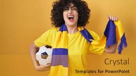  Presentation with hooligan - Theme with young-brunette-woman-with-curly background and a gold colored foreground