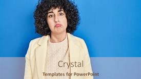  Presentation with woman crying - PPT layouts consisting of young-brunette-woman-with-curly background and a lemonade colored foreground