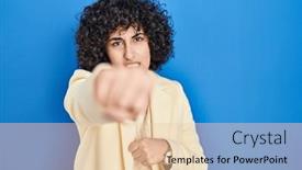  Presentation with violence - Presentation design consisting of young-brunette-woman-with-curly background and a lemonade colored foreground
