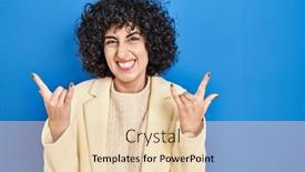  Presentation with rock star - Slide deck featuring young-brunette-woman-with-curly background and a lemonade colored foreground