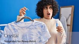  Presentation with curly hair - Theme having young-brunette-woman-with-curly background and a  colored foreground