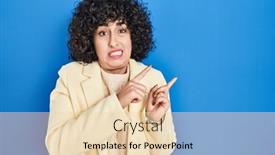  Presentation with curly hair - Slide set having young-brunette-woman-with-curly background and a  colored foreground