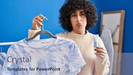  Presentation with curly hair - Theme featuring young-brunette-woman-with-curly and a light blue colored foreground