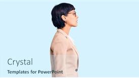  Presentation with business profile - Theme consisting of young-brunette-woman-with-short background and a  colored foreground