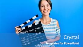  Presentation with hair - Slides featuring young-brunette-woman-with-short background and a teal colored foreground