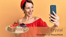  Presentation with real woman hair texture human - Presentation design consisting of young-brunette-woman-with-short background and a yellow colored foreground