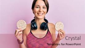  Presentation with hair - PPT layouts enhanced with young-brunette-woman-with-short background and a red colored foreground