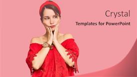  Presentation with sadness - Colorful slide set enhanced with young-brunette-woman-with-short backdrop and a coral colored foreground