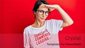  Presentation with loading - Presentation design enhanced with young-brunette-woman-with-short background and a red colored foreground