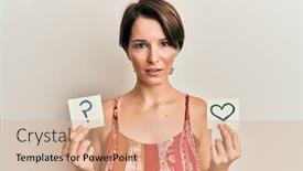  Presentation with hair - Audience pleasing PPT layouts consisting of young-brunette-woman-with-short backdrop and a coral colored foreground