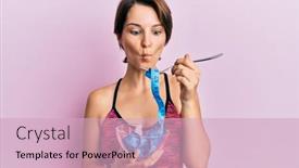  Presentation with hair loss - Slide deck with young-brunette-woman-with-short background and a soft green colored foreground