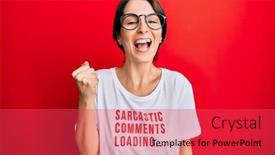  Presentation with loading - Audience pleasing presentation design consisting of young-brunette-woman-with-short backdrop and a red colored foreground