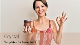  Presentation with infusion - Amazing PPT layouts having young-brunette-woman-with-short backdrop and a coral colored foreground