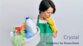  Presentation with hair care - Amazing PPT theme having young-brunette-woman-with-short backdrop and a lemonade colored foreground