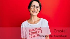  Presentation with loading - Colorful slides enhanced with young-brunette-woman-with-short backdrop and a red colored foreground