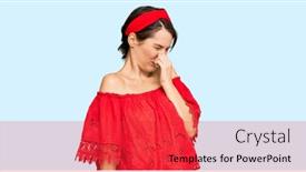 Presentation with short breath - Beautiful slide set featuring young-brunette-woman-with-short backdrop and a red colored foreground