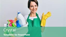  Presentation with hand palm - Theme having young-brunette-woman-with-short background and a teal colored foreground