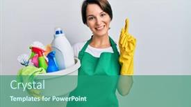  Presentation with apron - Audience pleasing PPT layouts consisting of young-brunette-woman-with-short backdrop and a ocean colored foreground