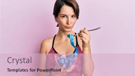  Presentation with hair loss - Cool new PPT layouts with young-brunette-woman-with-short backdrop and a lemonade colored foreground