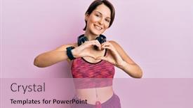  Presentation with romantic love - Cool new PPT layouts with young-brunette-woman-with-short backdrop and a coral colored foreground