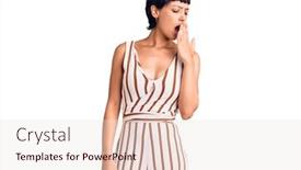  Presentation with sleepiness - PPT theme consisting of young-brunette-woman-with-short background and a sky blue colored foreground